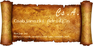 Csabjanszki Adrián névjegykártya